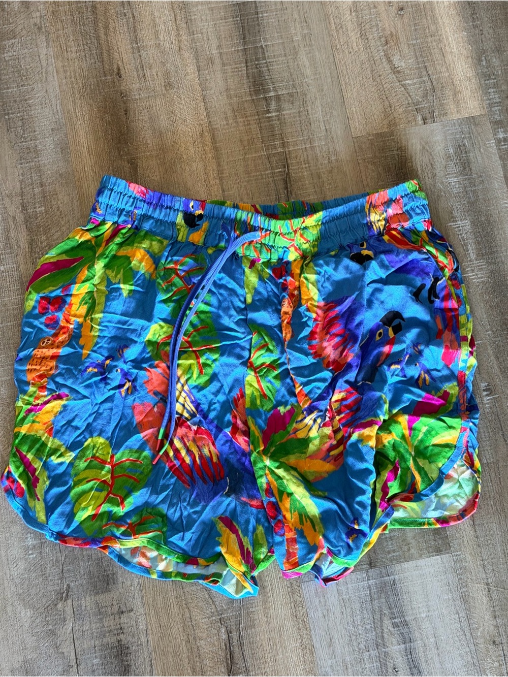 FARM Rio Bright Blue Tropical Print High Waist Shorts